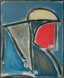 Maska, 1995 (vosková pastelka, pastel a uhel na papíře)