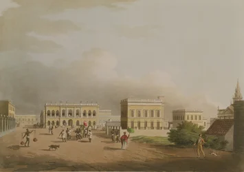 The Old Court House, Calcutta, plate 17 from Twenty Four Views in Hindostan, rytý Harradon, pub. Edward Orme (1774-c.1820) 1805 (akvatinta)