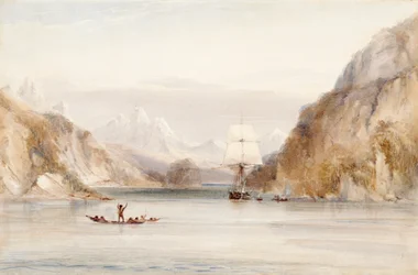Beagle in the Murray Narrow, Tierra del Fuego (akvarelli paperille)