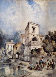 Pohled na Amalfi (akvarel)