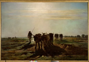 Voli jdoucí k orbě, ranní efekt Obraz Constant Troyon (1810-1865) 1855 Ne. 2,6x4 m Paříž, Musee d