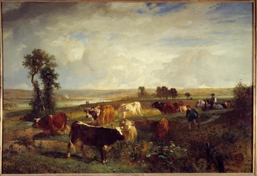 Pohled z výšin Suresnes (Hauts de Seine). Obraz od Constanta Troyona (1810-1865)