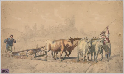 Čtyři voli táhnou pluh, 1853.