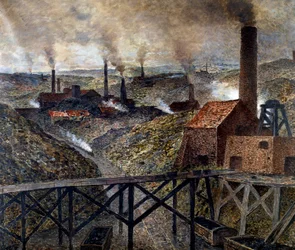 V Black Country. Průmyslová krajina továren a komínů.