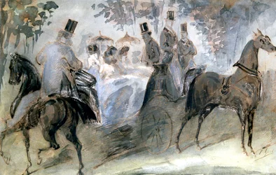 Elegantní kůň a jezdci, c1822-1892