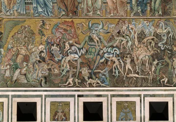 Poslední soud (Ďábel požírá duše zatracených) - Detail mozaik, kolem roku 1270