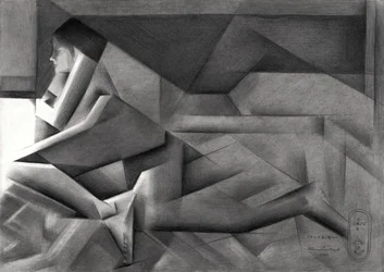 Geometrická žena v zamyšlení