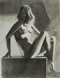 Sedící geometrický akt