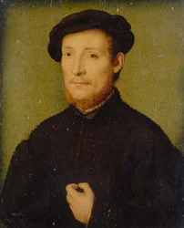 Portrét muže s rukou na hrudi, 1540-45.