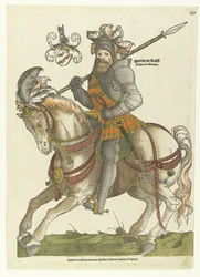 Portrét Maarten van Rossum na koni Martin de Rosse Siegneur de Peroyen (titul na předmětu)