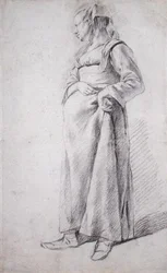 Stojící rolnice (černá křída na papíře)
