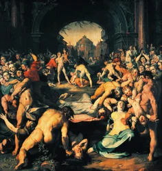 Vraždění neviňátek, střední panel triptychu, Cornelis Cornelisz van Haarlem (1562-1638)