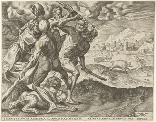 Hercules zabije Geryona a jeho psa Labors of Hercules (název série)