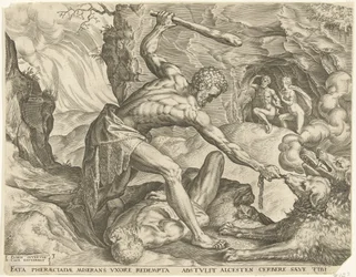 Herkules vytáhne Cerbera z pekla Labors of Hercules (název série)