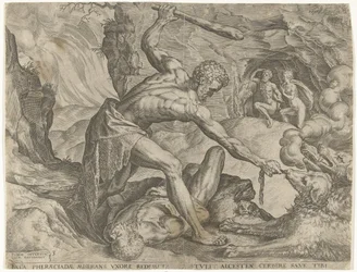 Herkules vytáhne Cerbera z pekla Labors of Hercules (název série)
