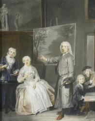 Krajinář Dirk Dalens III (1688-1753) se svou druhou manželkou Marií Schaack († 1766) a dětmi Annou (nar. 1725), Willemem (1737-60) a Jacobusem (1741-63)