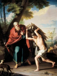 Izákova oběť. Obraz Cosme ACUNA TRONCOSO (1759-?), c. 1781 (olej na plátně)