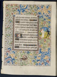 List z knihy hodin: Angel Chasing a Devil recto a Two Devils verso, c. 1460.