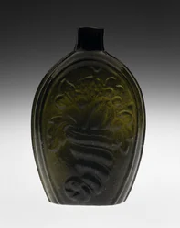 Figurovaná baňka, pravděpodobně 1820 (bezolovnaté sklo)