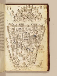 Mapa Konstantinopole, ilustrace z "Liber Insularum Archipelagi"