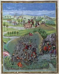 Vliv Slunce: Válka. Miniatura od Cristofora de Predis (v. 1440-v. 1486) - in "De Sphaera" d