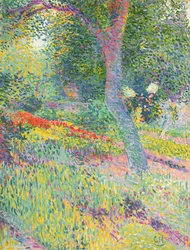 V zahradě zámku Pretzfeld, kolem roku 1903 (olej na kartě)