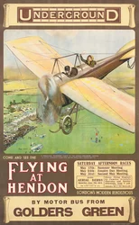 "Flying at Hendon", reklamní plakát, 1914
