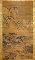 Yuan An spí přes sníh (inkoust a barva na hedvábí)