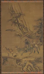 Zhong Kui a démoni přes most, 15. století.