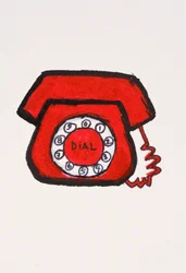 Červený telefon, 2017 (červená indická tuš s fixem na papíře)