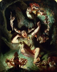 Odčarování dna, ze Snu noci svatojánské, dějství IV, scéna I, William Shakespeare (1564-1616) (olej na plátně)