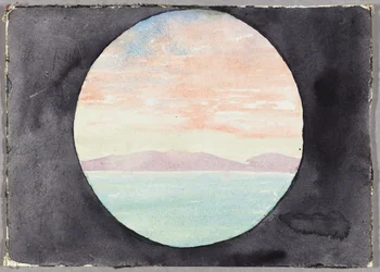 Tuniský záliv průzorem parníku Fürst Bismark, Tunisko, Travel Sketch, 1896.