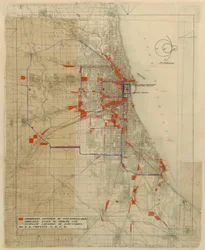 Plan of Chicago, Chicago, Illinois, Railroad Circuits Diagram, 1909.