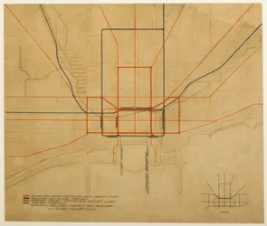 Deska 75 z Plánu Chicaga, 1909: Chicago. Schéma města, zobrazující kompletní systém...