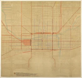 Deska 80 z The Plan of Chicago, 1909: Chicago. Schéma centra města s navrhovaným...