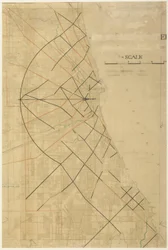 Deska 91 z The Plan of Chicago, Chicago, Proposed Diagonal Arteries, 1909.