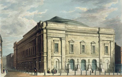 Theatre Royal, Drury Lane, v Londýně, navržený Benjaminem Wyattem v roce 1812, 1826