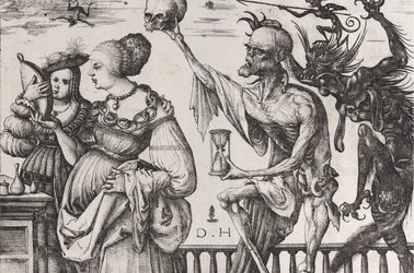 Smrt a ďábel překvapující dvě ženy, ca. 1515.