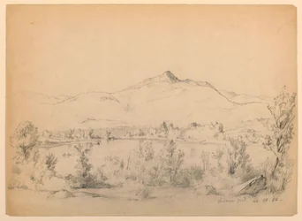 Kresba, Chocorua Pond and Mountain, New Hampshire, 28. září 1854