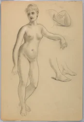 Kresba, Stojící ženský akt, září, 1860-70
