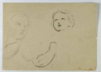 Kresba, Studie hlavy a paže dítěte, 1840-45