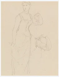 Kresba, Skica k portrétu Belly Worshamové, 1878