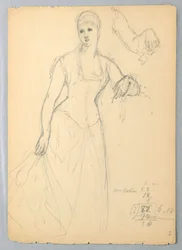 Kresba, Skica k portrétu Belly Worshamové, 1878