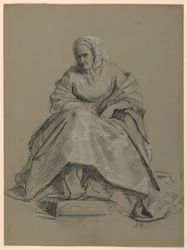 Kresba, studie k "Přijetí Marthy Washingtonové", 1860