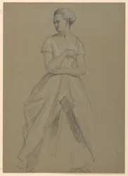Kresba, studie k "Přijetí Marthy Washingtonové", 1860