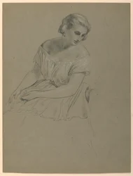 Kresba, studie k "Přijetí Marthy Washingtonové", 1860