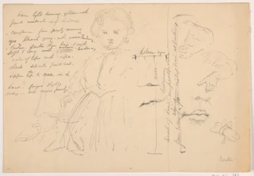 Kresba, Stojící dítě Hugh Baxter, studie rukou a rtů, 1865