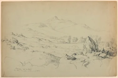 Mount Chocorua z kopce poblíž Tamworth, jihozápadně od jezera