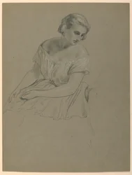Studie sedící ženy pro „Republikánský soud“ (recepční den lady Washingtonové)