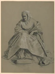 Studie sedící ženy pro „Republikánský soud“ (recepční den lady Washingtonové)